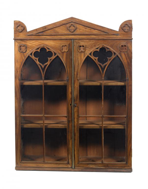 Appraisal: A GEORGE IV MAHOGANY GOTHIC BOOKCASE with triangular pediment and