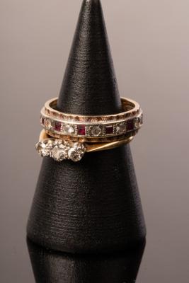 Appraisal: A diamond three-stone ring set in ct gold and platinum