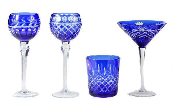 Appraisal: A collection of cobalt cut to clear stemware comprising twelve