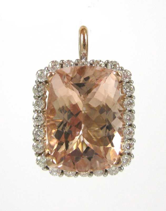 Appraisal: MORGANITE DIAMOND AND ROSE GOLD PENDANT The k rose gold