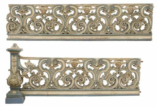 Appraisal: Italian caved and painted architectural banister balustrade early th c