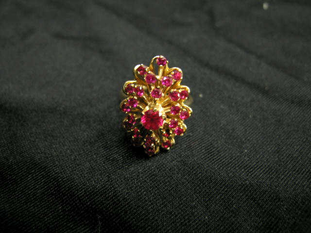 Appraisal: Ruby Ring cluster of round gems totaling carats in k