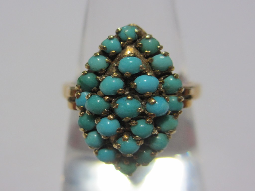 Appraisal: Victorian ct gold turquoise cluster marquise ring