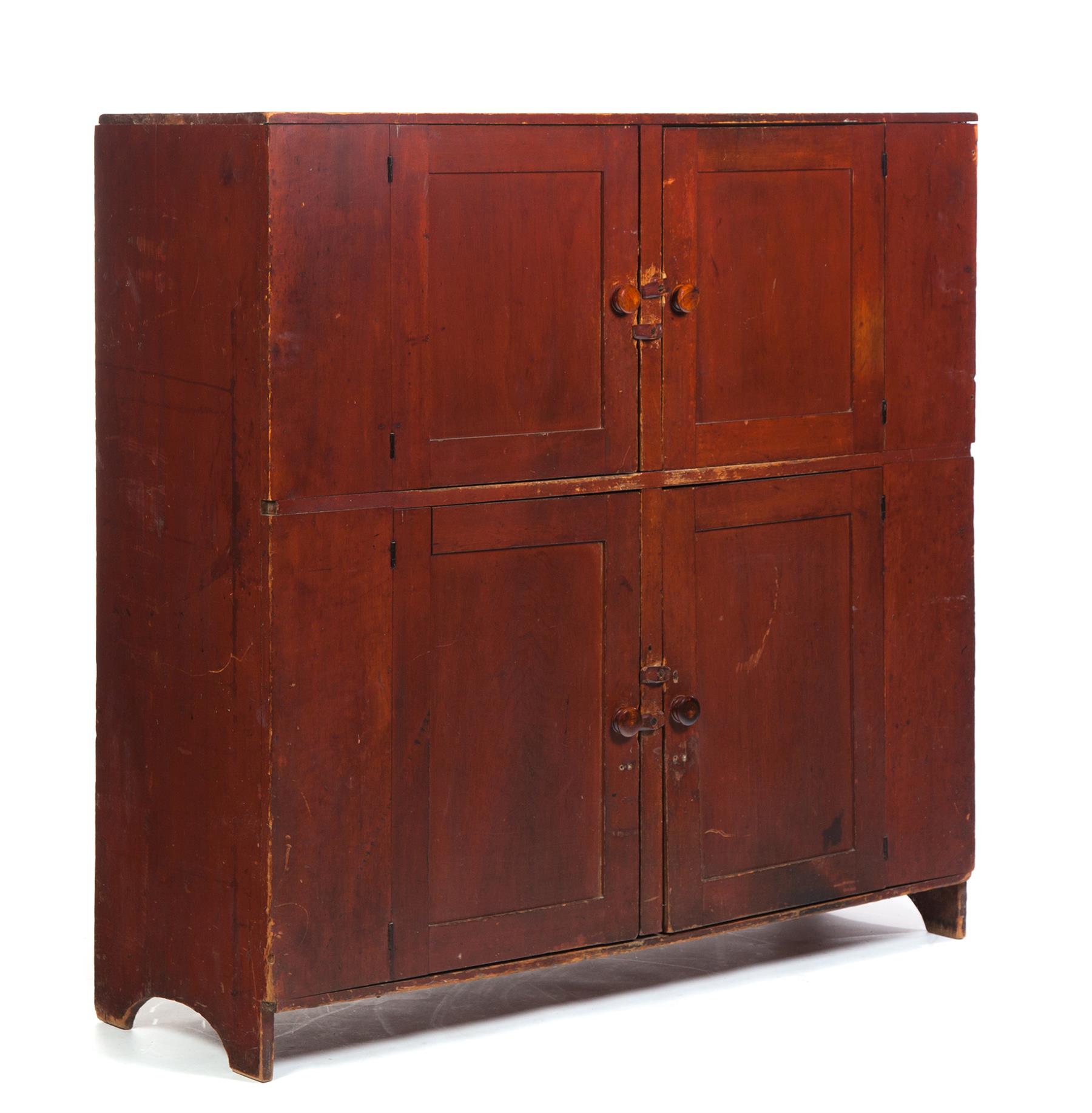 Appraisal: AMERICAN COUNTRY CUPBOARD Mid th century pine Wide one-piece cupboard