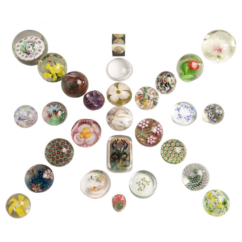 Appraisal: PAPERWEIGHT ASSORTMENT glass and acrylic paperweights of various colors and