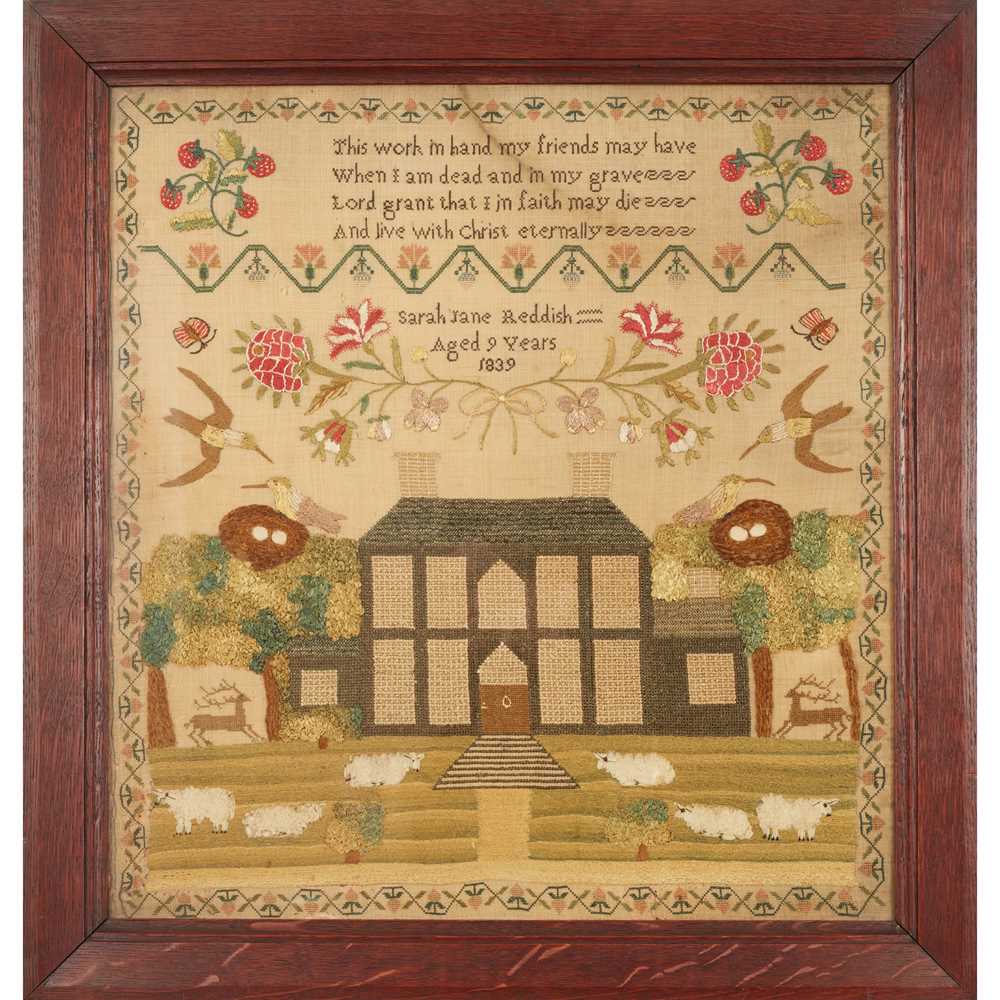 Appraisal: EARLY VICTORIAN NEEDLEWORK SAMPLER BY SARAH JANE REDDISH DATED of