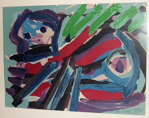 Appraisal: Karel Appel Dutch - color lithograph abstract composition pencil signed