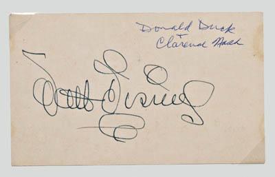 Appraisal: Walt Disney signature bold blue ink on guest card of