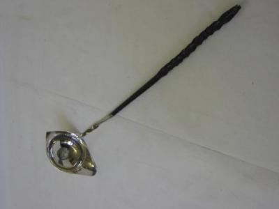 Appraisal: A GEORGE III TODDY LADLE the navette bowl inset with