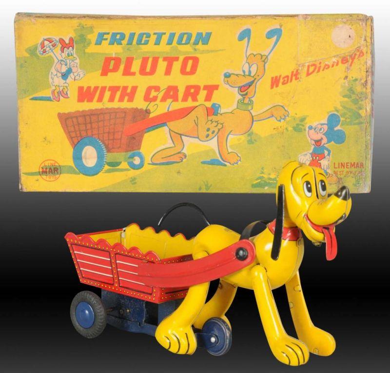 Appraisal: Walt Disney Linemar Pluto with Cart Toy Description Japanese Includes