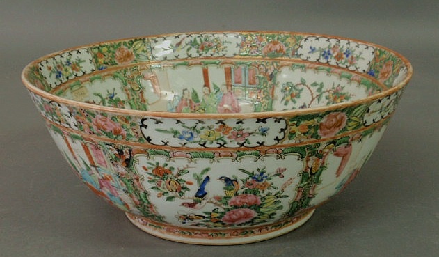 Appraisal: Rose Medallion punchbowl c with alternating court scene panels h