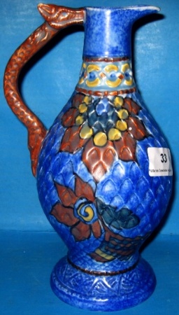 Appraisal: Clews Co Chameleon Ware Old Persian Jug decorated with Flowers