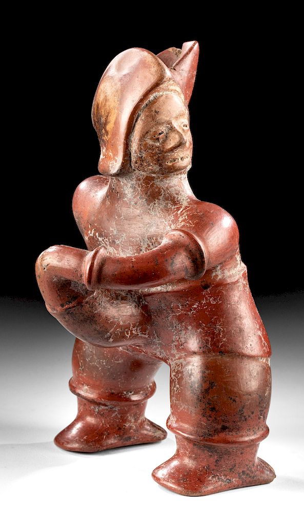 Appraisal: Colima Redware Vessel - Man Holding Huge Phallus Pre-Columbian West