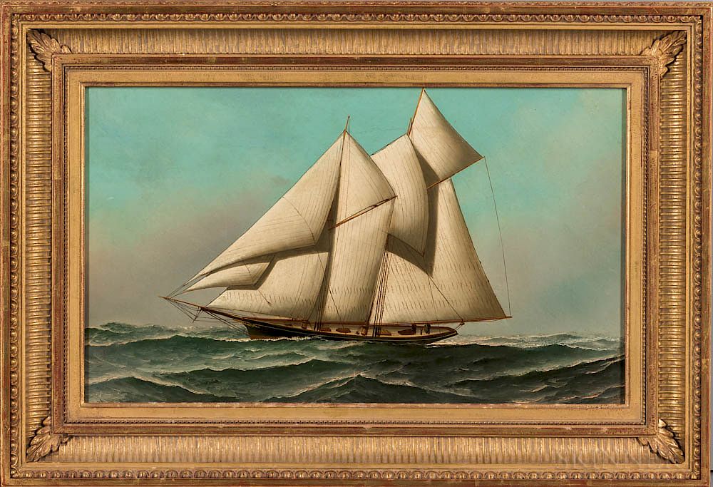 Appraisal: American School Late th Century Portrait of a Yacht American