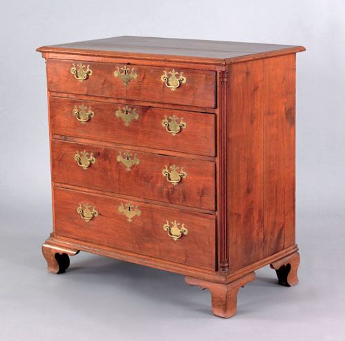 Appraisal: Pennsylvania Chippendale walnut chest of drawers ca with four drawers