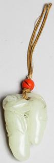 Appraisal: Chinese White Jade Double Strung on two loops of cord