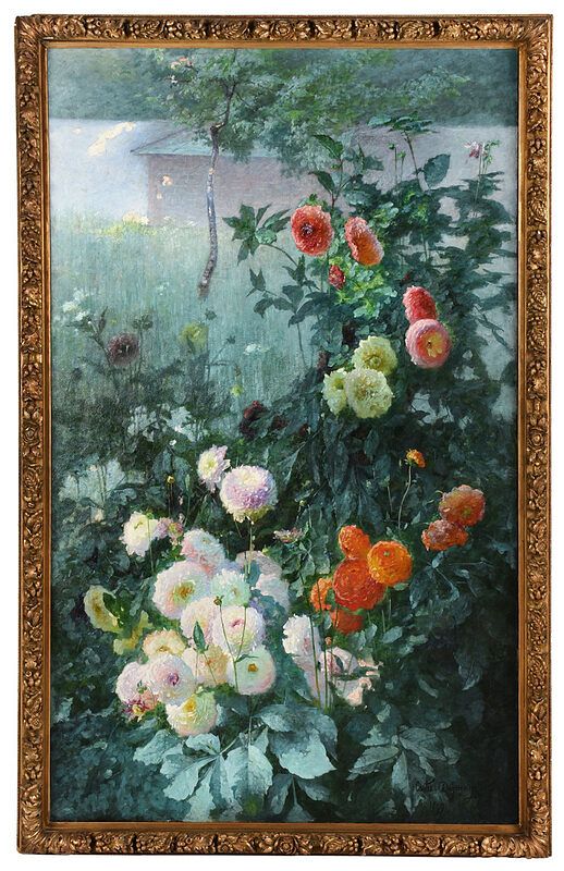 Appraisal: Adolphe Louis Castex-D grange French - The Dahlia Garden signed