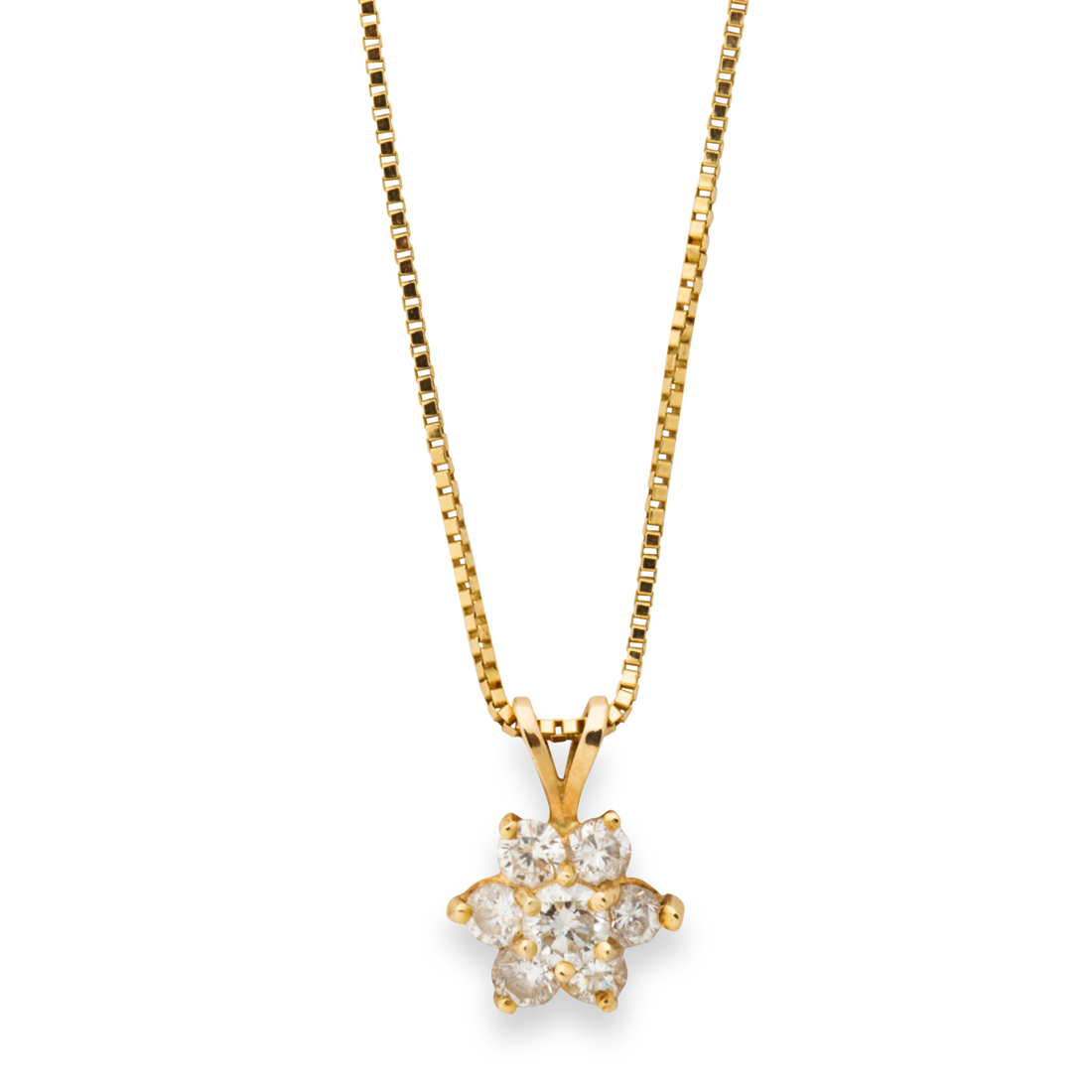 Appraisal: A DIAMOND AND FOURTEEN KARAT GOLD PENDANT NECKLACE A diamond