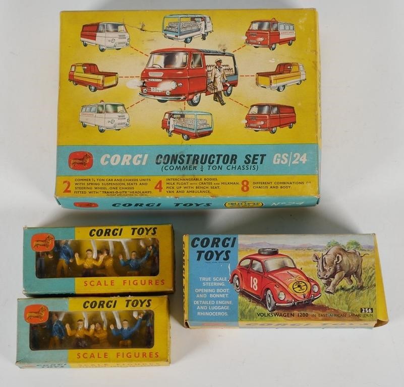 Appraisal: CORGI TOY CARS CONSTRUCTOR SET AND SCALE FIGURESFour boxes of