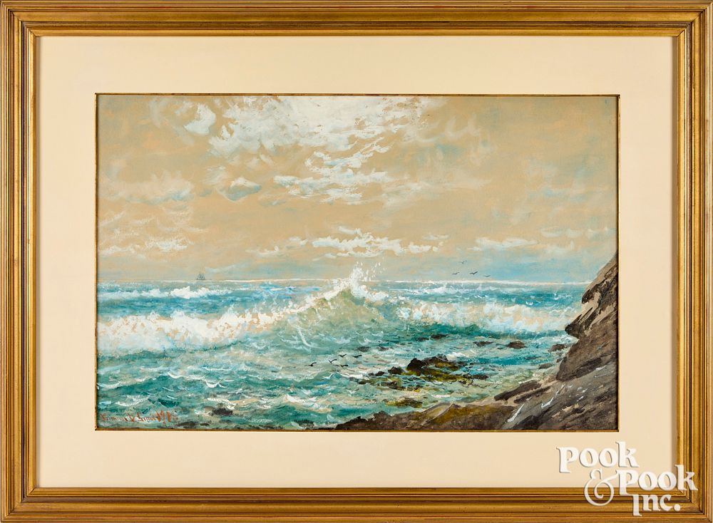 Appraisal: Edmund Darch Lewis watercolor coastal scene Edmund Darch Lewis American