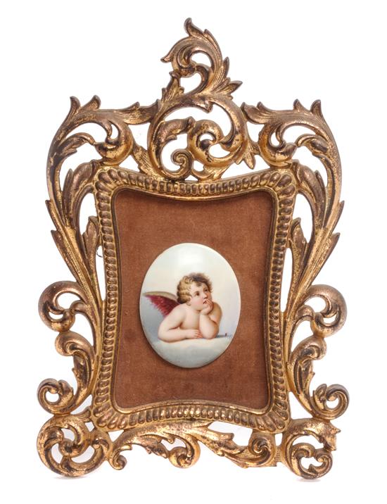 Appraisal: Sale Lot A Continental Porcelain Plaque depicting a putti set