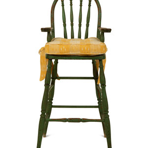 Appraisal: An American Painted Windsor Child's High Chair TH CENTURY with