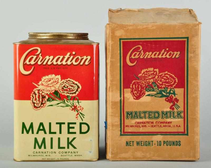 Appraisal: Tin Carnation Malted Milk Container Condition Excellent Size - T