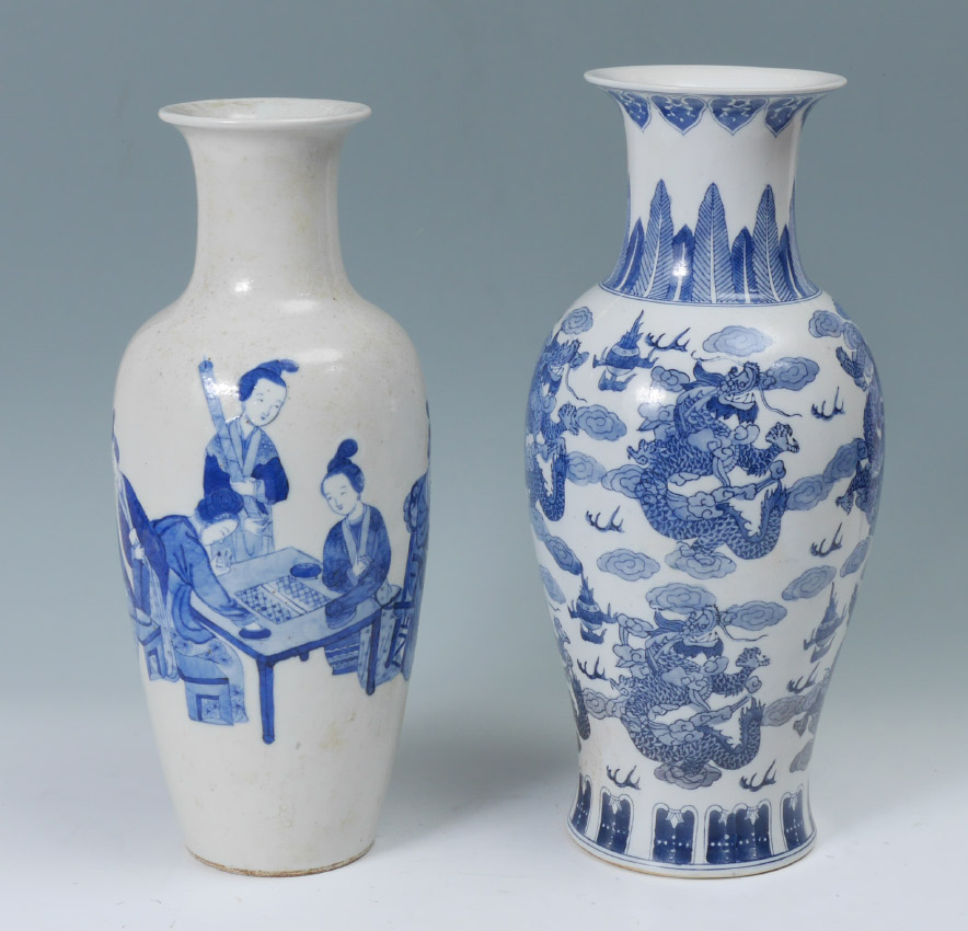 Appraisal: CHINESE BLUE WHITE DECORATED VASES th century to include Baluster