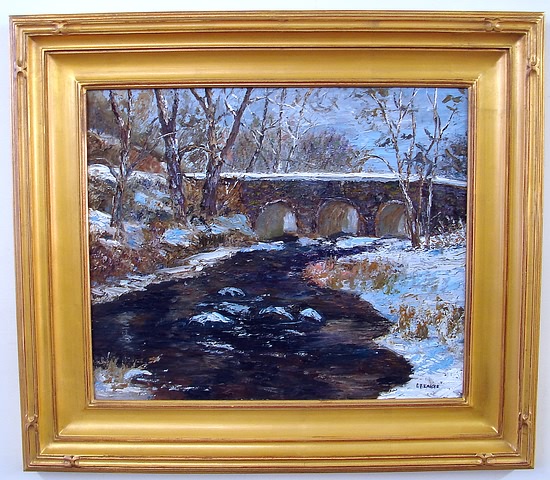 Appraisal: Bridge in Winter oil on canvas x SLR D F