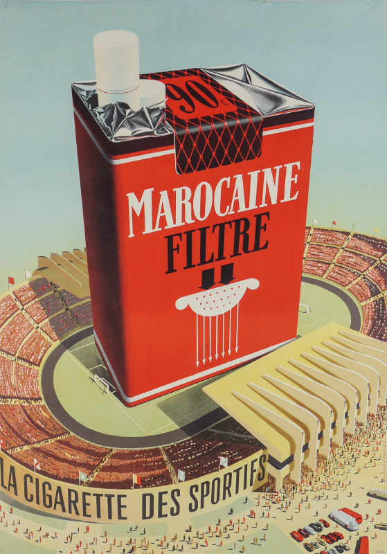 Appraisal: ANDRE CLOSSET MAROCAINE CIGARETTES POSTER Advertising poster for Marocaine Cigarettes