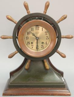 Appraisal: Tiffany Co bronze ships clock ht Tiffany Co bronze ships