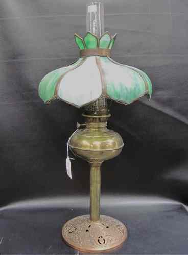 Appraisal: RAYO AMERICAN OIL TABLE LAMP the shade bent panels of