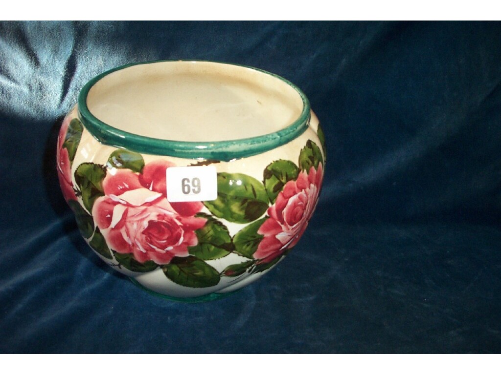 Appraisal: A Wemyss jardiniere with painted pink cabbage rose decoration and