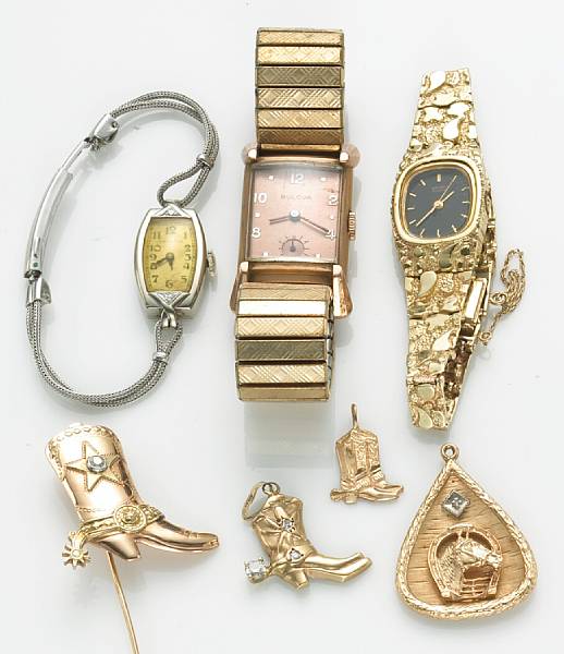 Appraisal: A collection of diamond k gold and gold-filled jewelry and