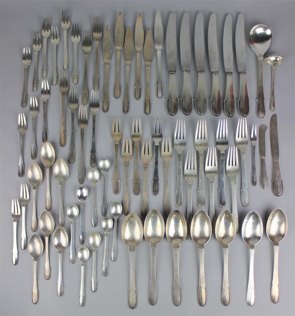 Appraisal: GEORG JENSEN SILVER 'BEADED' KUGEL PART FLATWARE SERVICE - each