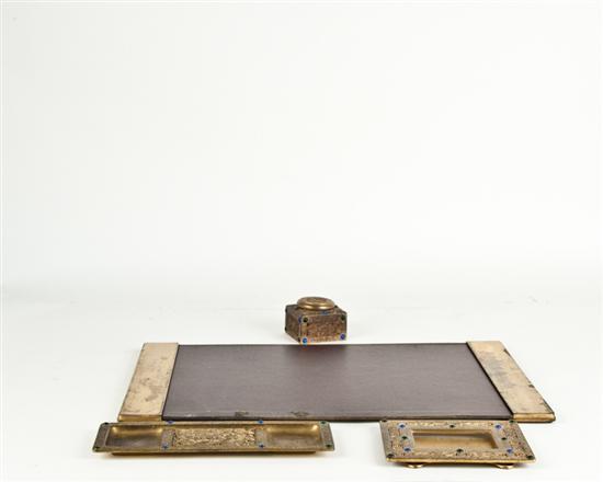 Appraisal: Tiffany Studio Bronze Ninth Century Desk Set to include an