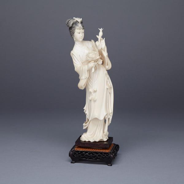 Appraisal: Ivory Carved Figure of a Female Immortal Circa s Rendered