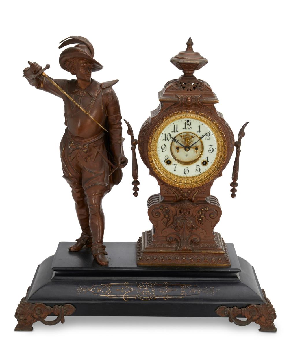 Appraisal: An Ansonia figural mantel clock Dial signed Manufactured by Ansonia