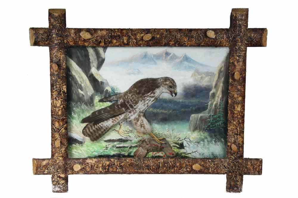 Appraisal: TAXIDERMY BAS RELIEF DIORAMA - Deep Bas Relief Taxidermy of