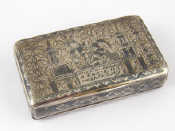 Appraisal: A Russian silver snuff box with niello decoration of figures