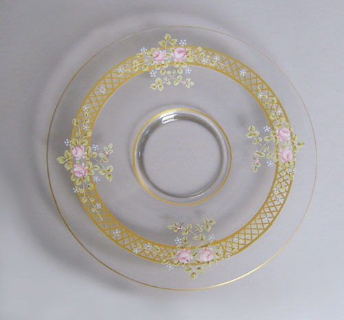 Appraisal: Enamel decorated glass charger dia together with a pair of