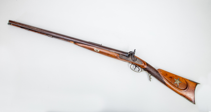 Appraisal: AMERICAN DOUBLE-BARREL 'BUCK BALL' PERCUSSION RIFLE C WERNER ROCHESTER Marked