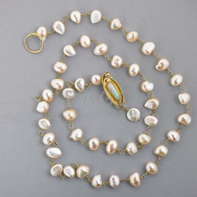 Appraisal: AMERICAN CRAFT GOLD OPAL PEARL LARIAT Strand of whiplash set