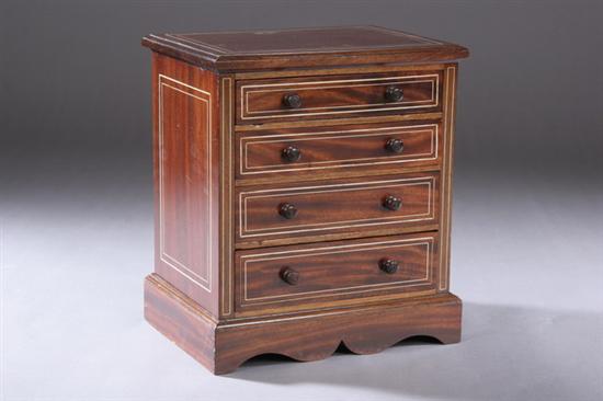 Appraisal: ENGLISH WILLIAM IV INLAID MAHOGANY MINIATURE CHEST OF DRAWERS Circa