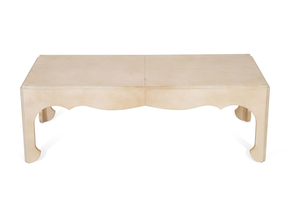 Appraisal: A Contemporary Parchment-Veneered Cocktail Table A Contemporary Parchment-Veneered Cocktail Table