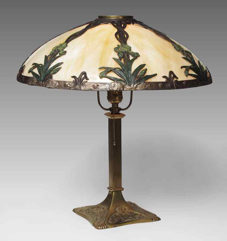 Appraisal: VINTAGE - 'S SLAG GLASS TABLE LAMP Attrib Empire The