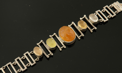 Appraisal: SILVER STONE SET BRACELET