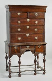 Appraisal: William Mary Walnut Highboy New England walnut William Mary two