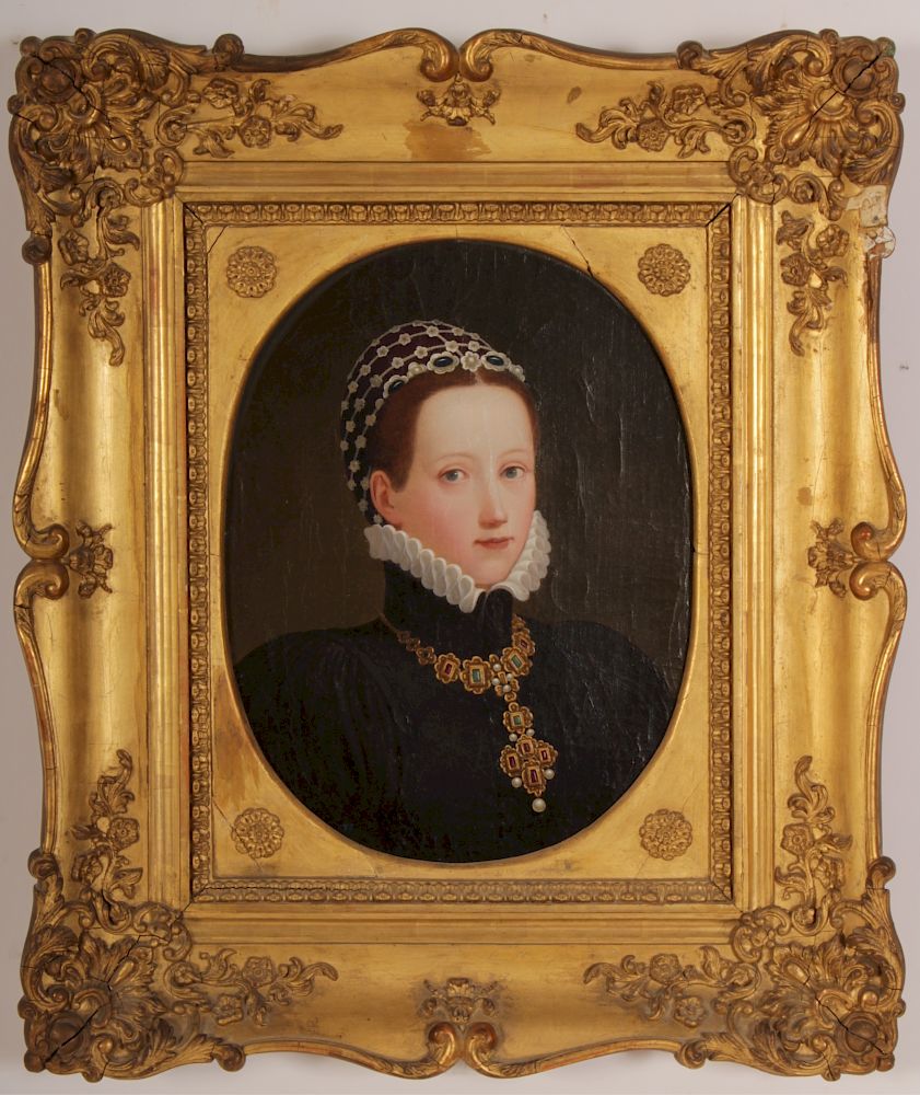 Appraisal: th c Portrait of Elizabethan Woman Initials TS initialed or