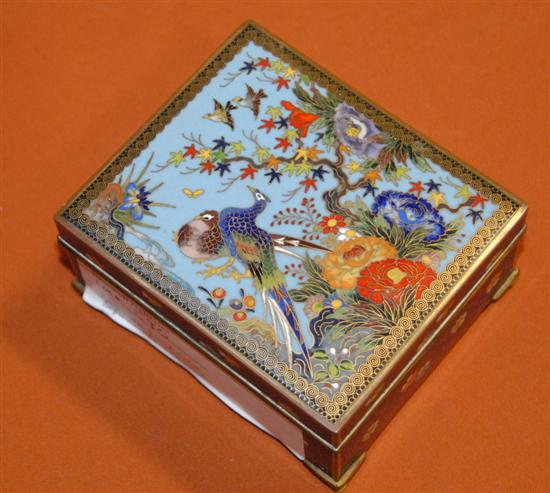 Appraisal: FINE JAPANESE CLOISONNE BOX Ando Jubai Factory th C Decorated